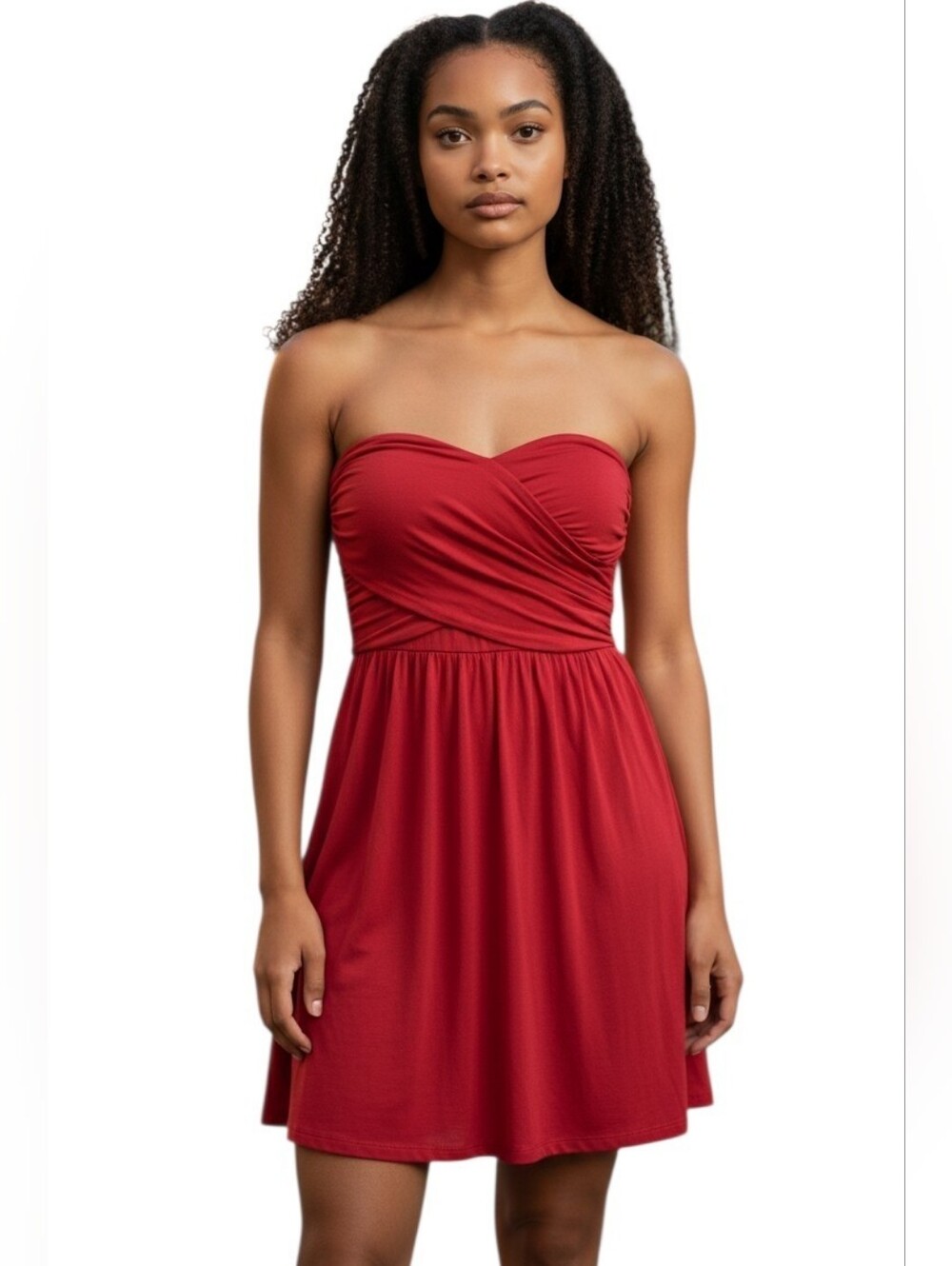 Express Ruched Strapless Red Mini Dress Size Medium  NWT